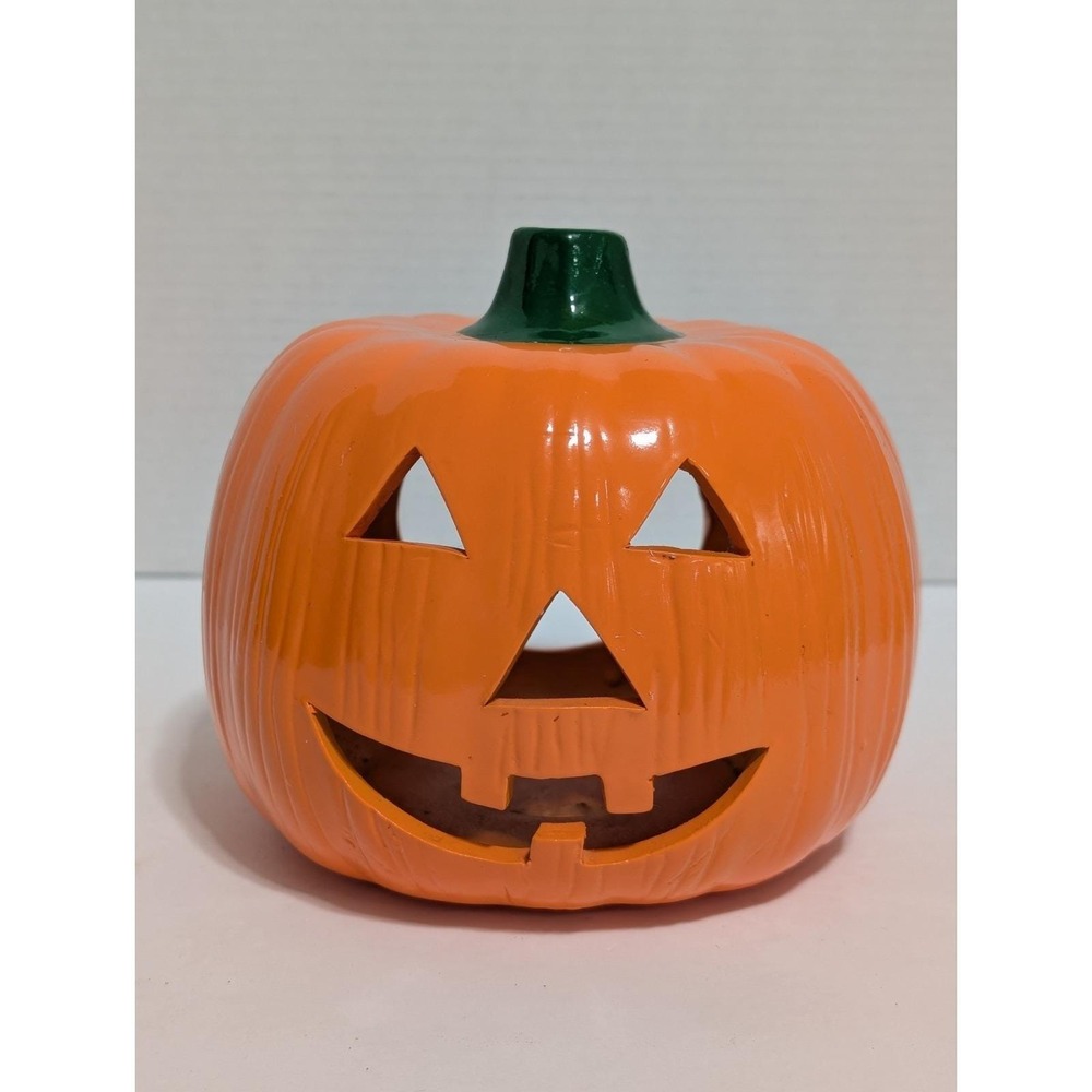 Vintage Big Ceramic Jack O Lantern Halloween Collectible Pumpkin spooky